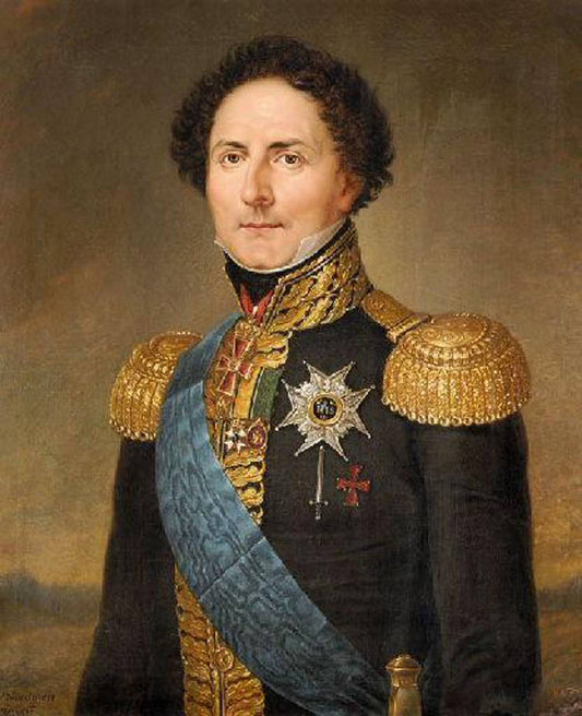Portrait of Charles Jean Bernadotte, King of Sweden, vintage artwork by Carl Vilhelm Nordgren, A3 (16x12") Poster Print