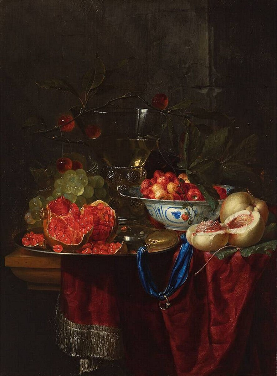 A Still Life with Fruit, vintage artwork by Pieter de Ring, 12x8" (A4) Poster