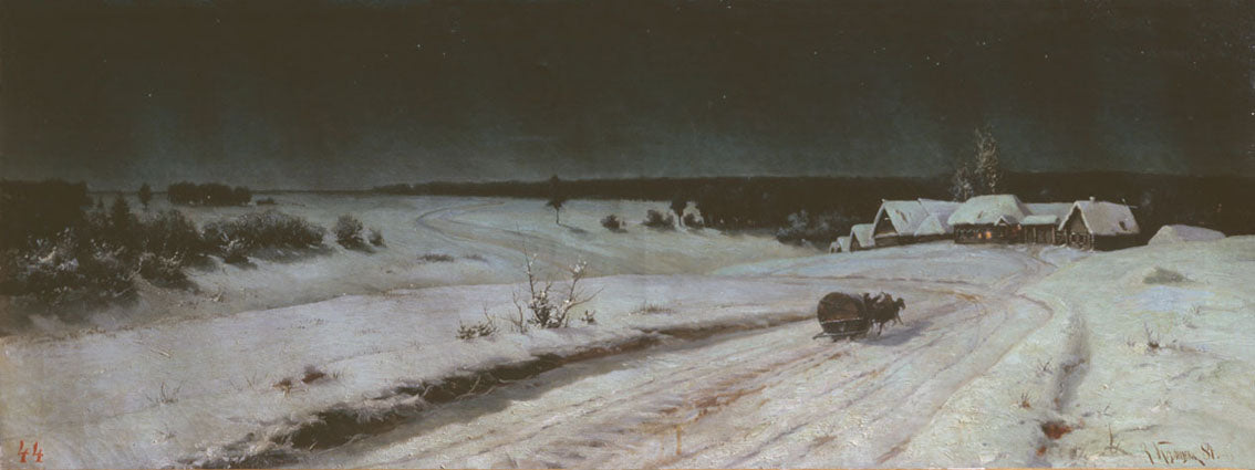 Winter Night, vintage artwork by Vladimir Kazantsev, 12x8" (A4) Poster