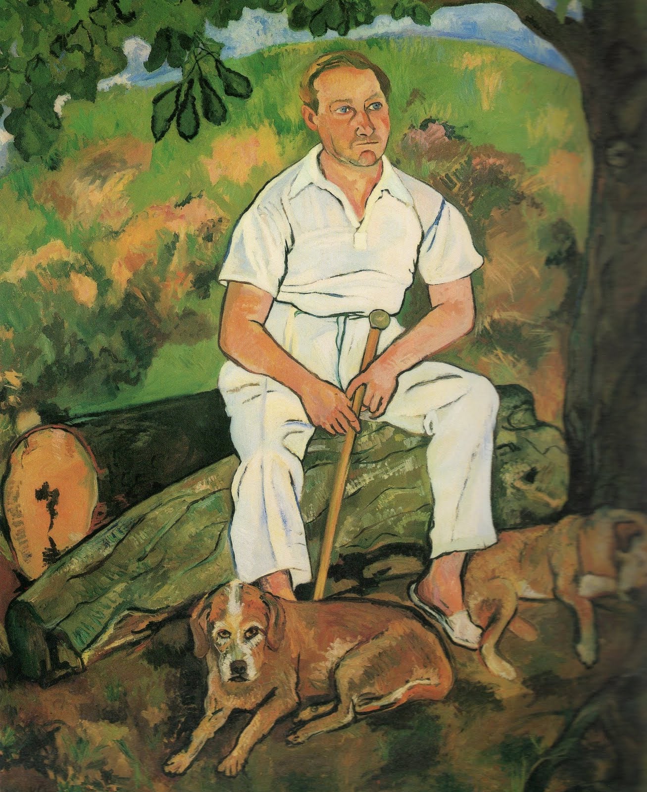 Andre Utter and His Dogs, vintage artwork by Suzanne Valadon, 12x8" (A4) Poster