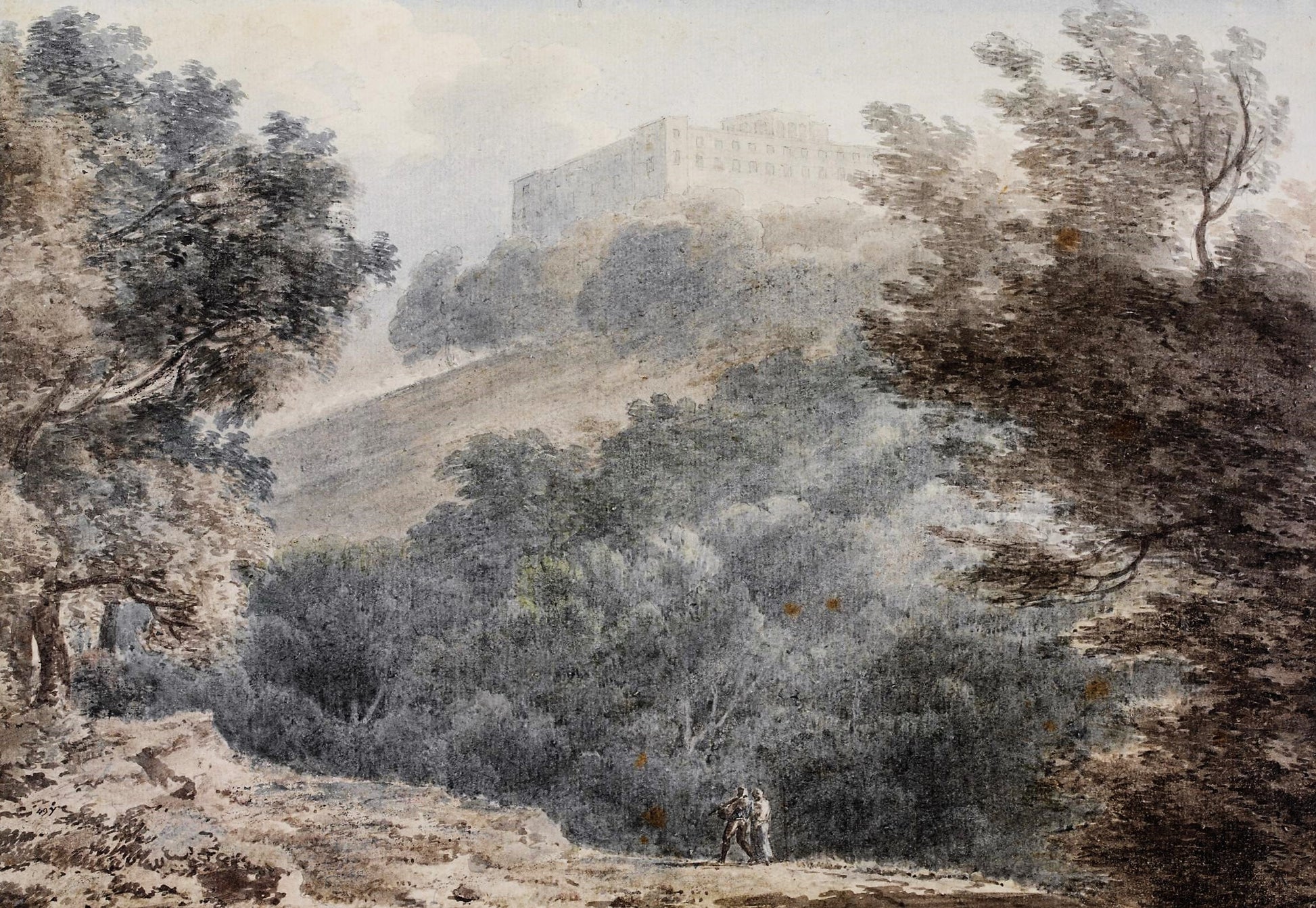Chigi Palace, near Albano, vintage artwork by John Robert Cozens, 12x8" (A4) Poster