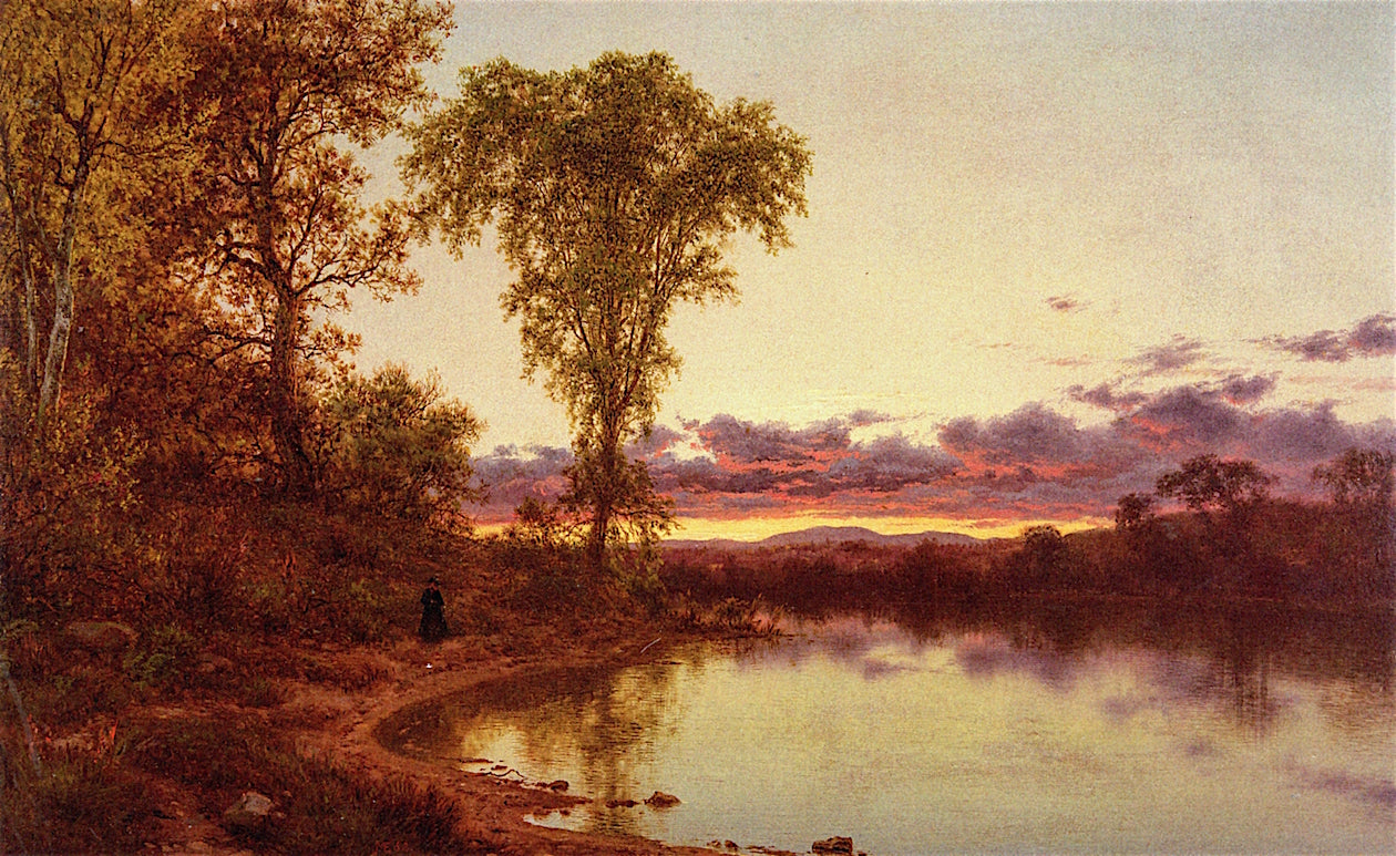 Twilight, a Stroll by  the Shore, vintage artwork by Jervis McEntee, 12x8" (A4) Poster