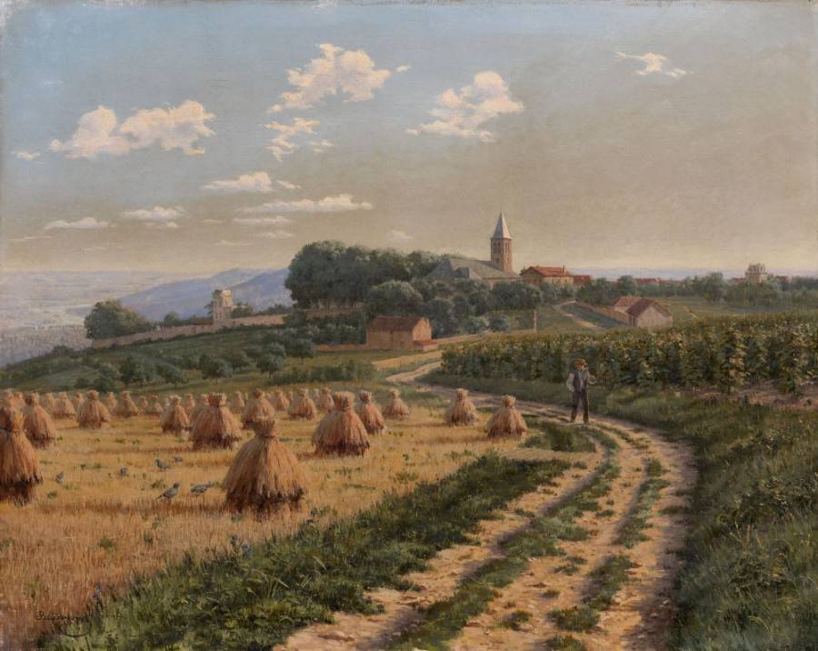 Landscape with Haystacks by Boris Bessonov,A3(16x12")Poster