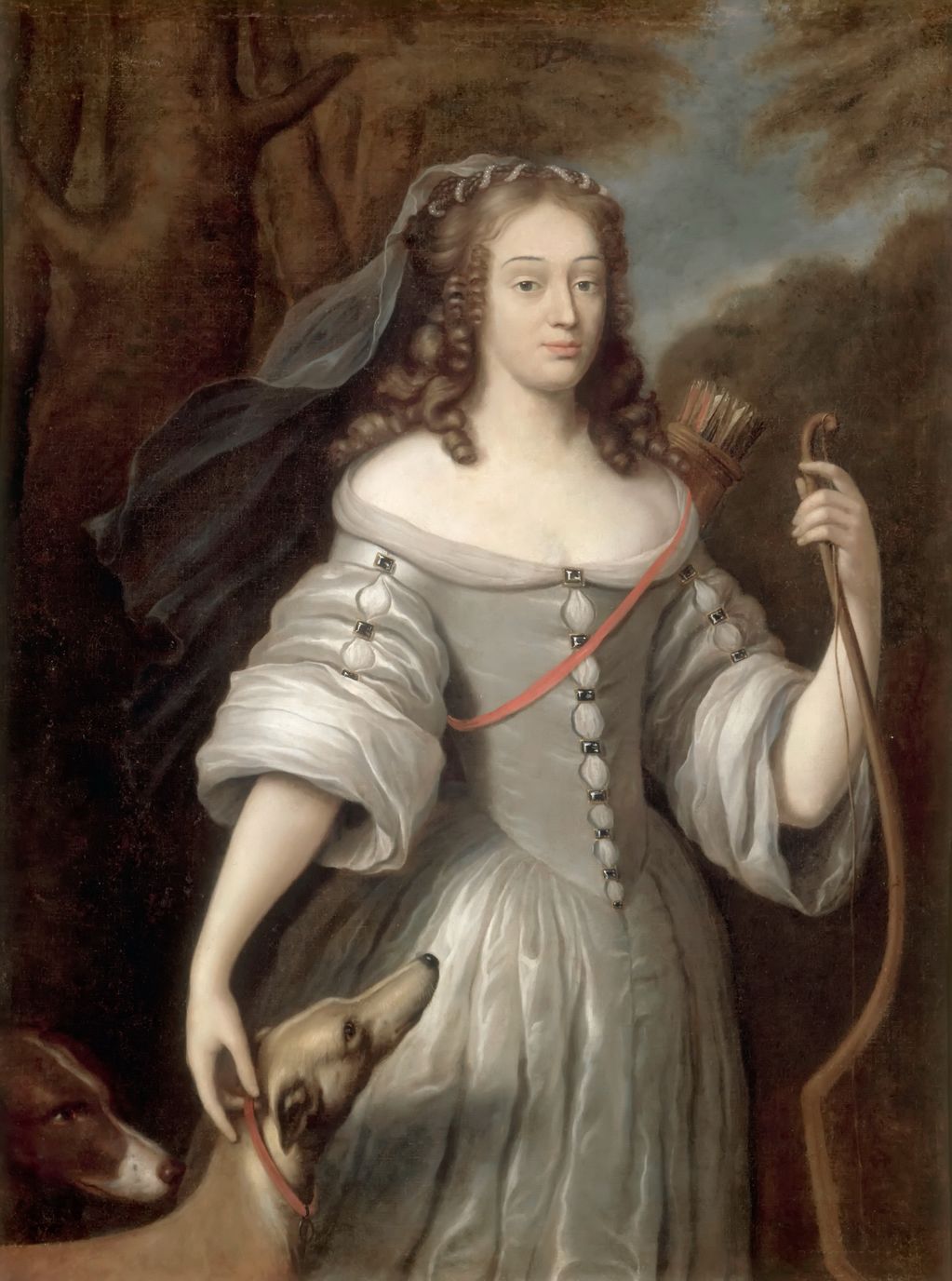 Portrait of Louise-Françoise de La Baume Le Blanc, duchesse de La Vallière as Diana, vintage artwork by Claude Lefebvre, 12x8" (A4) Poster