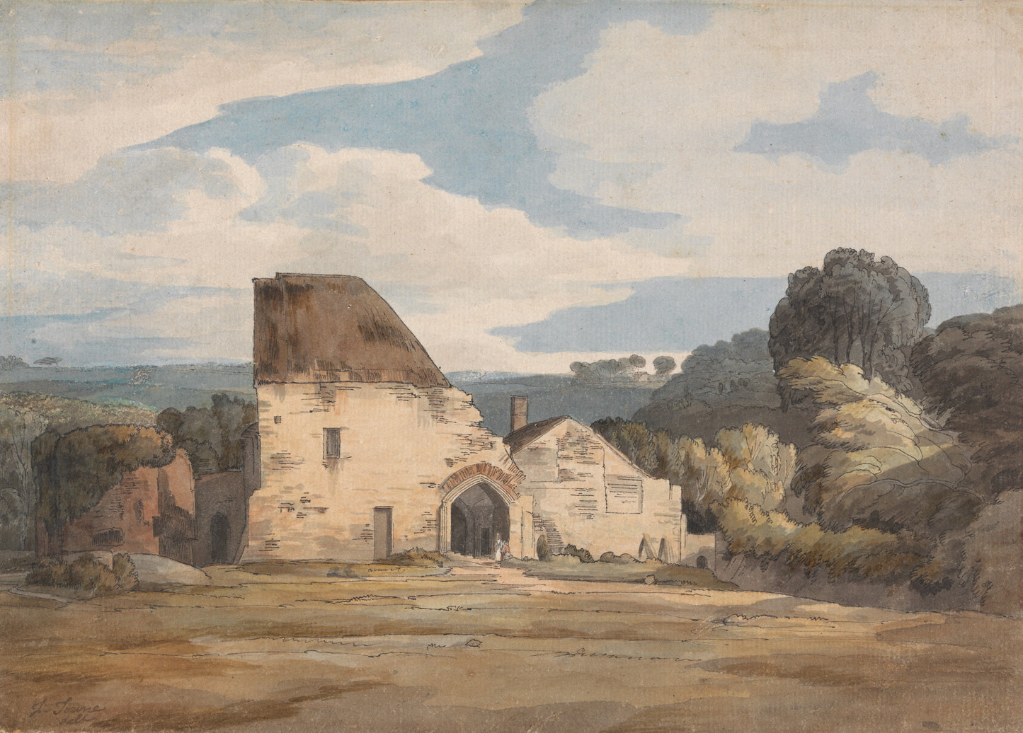 Dunkerswell Abbey, August 20, 1783, vintage artwork by Francis Towne, 12x8" (A4) Poster