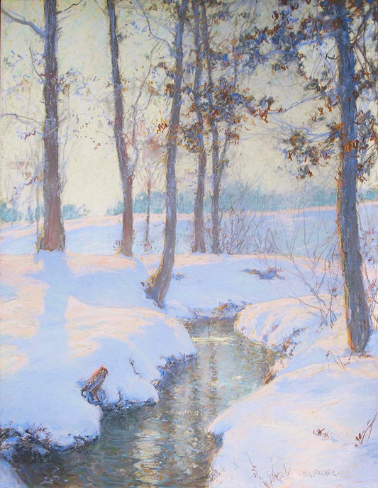 Brook in Winter, vintage artwork by Walter Launt Palmer, 12x8" (A4) Poster