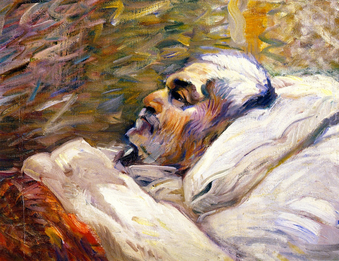 The Artist's Father on His Sick Bed I, vintage artwork by Franz Marc, 12x8" (A4) Poster