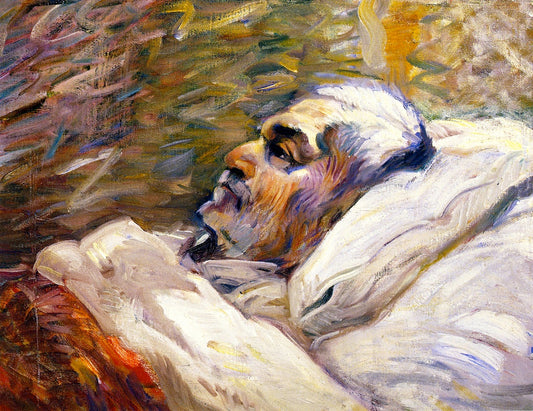 The Artist's Father on His Sick Bed I, vintage artwork by Franz Marc, 12x8" (A4) Poster
