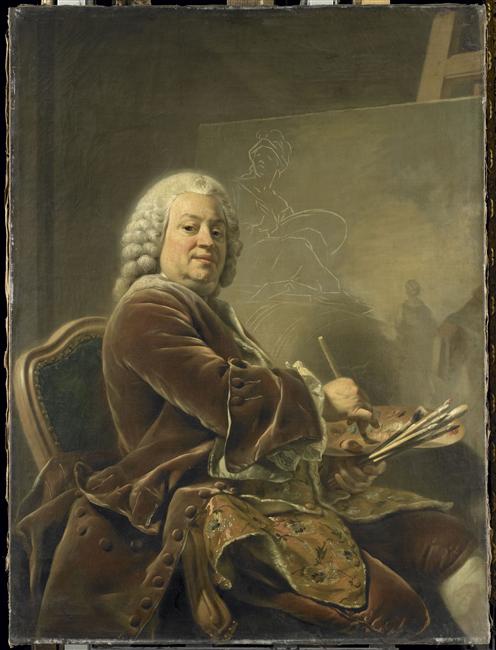 Portrait of Étienne Jeaurat, French Painter, vintage artwork by Alexander Roslin, 12x8" (A4) Poster