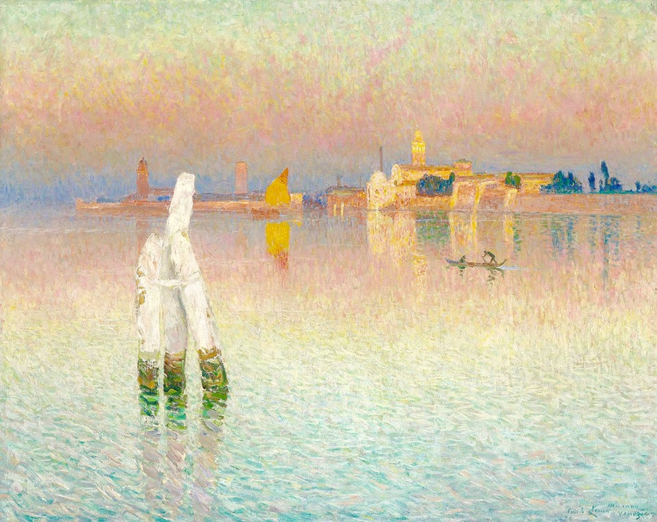 View of Murano at Sunset, vintage artwork by Emile Claus, 12x8" (A4) Poster
