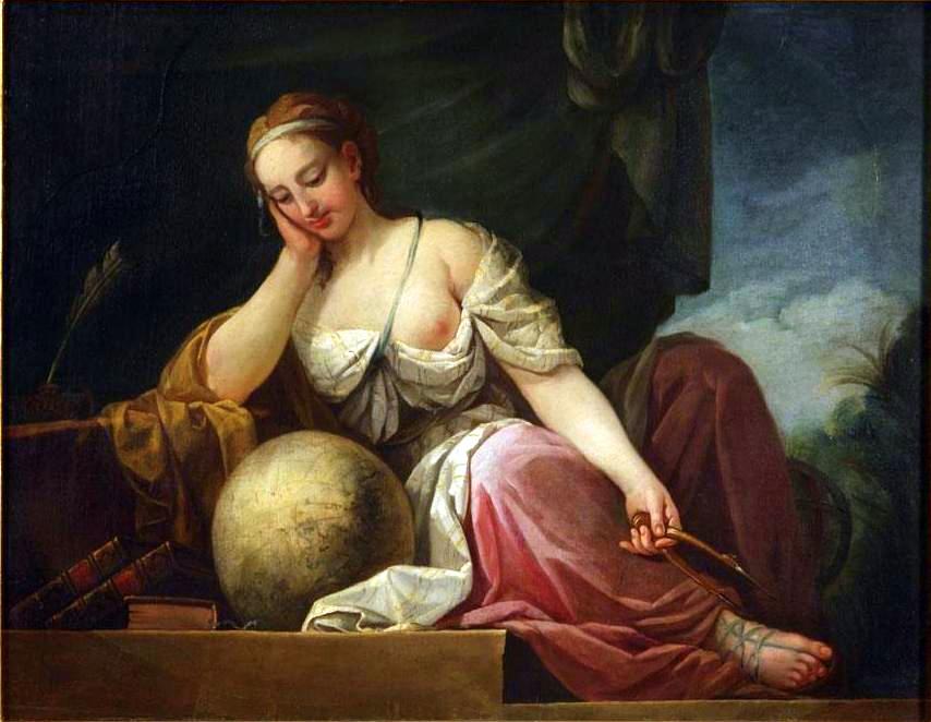 Urania, Muse of Astronomy, vintage artwork by Louis de Boullogne the Younger, 12x8" (A4) Poster