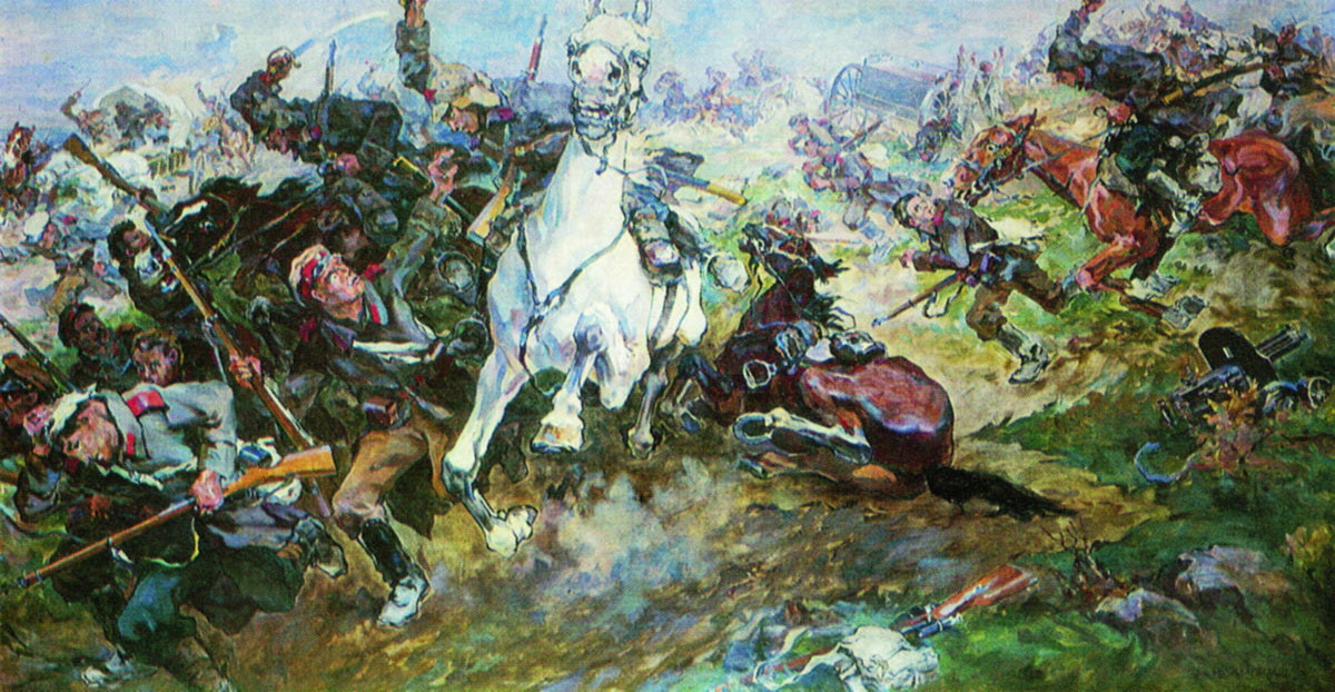 The Battle with Poles, vintage artwork by Nikolai Samokish, 12x8" (A4) Poster