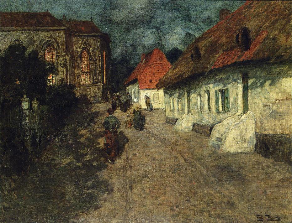 Midnight Mass, vintage artwork by Fritz Thaulow, 12x8" (A4) Poster