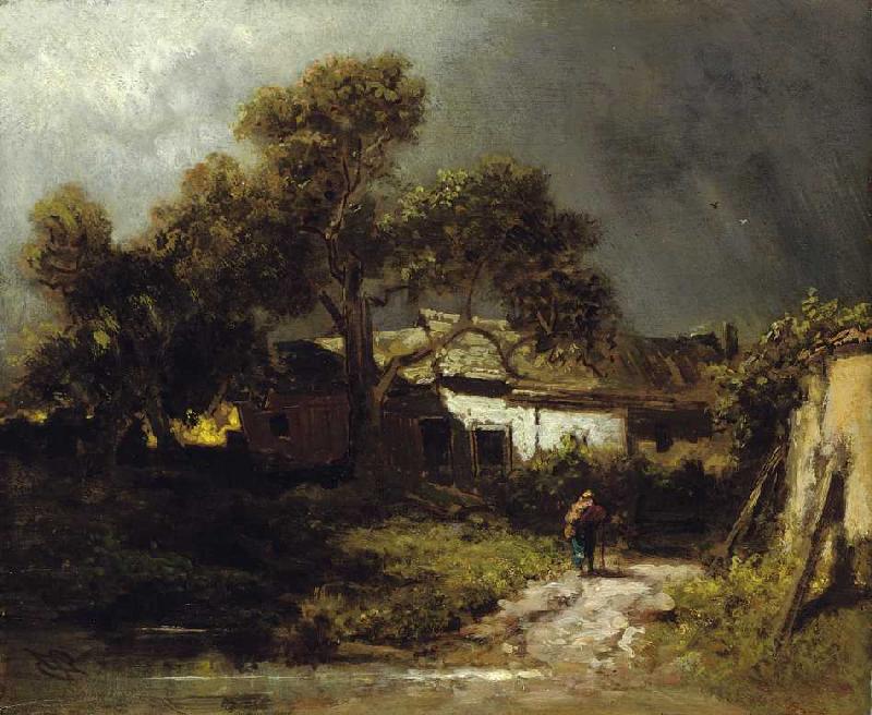 Old Farmhouses, vintage artwork by Carl Spitzweg, A3 (16x12") Poster Print