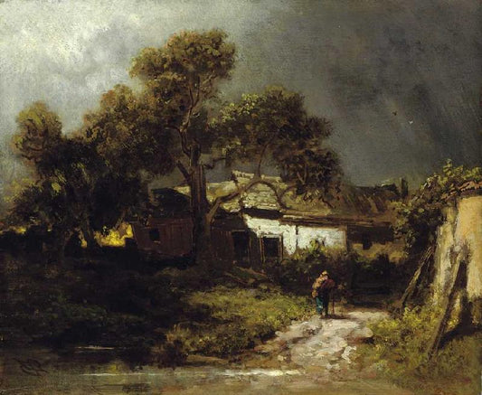 Old Farmhouses, vintage artwork by Carl Spitzweg, A3 (16x12") Poster Print