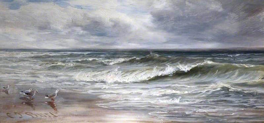 Sea Waves (panel in the Everitt Cabinet), vintage artwork by Charles Thomas Burt, 12x8" (A4) Poster