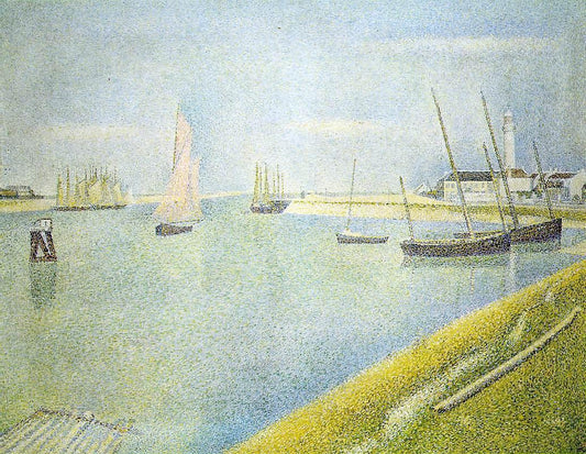The Channel at Gravelines, in the Direction of the Sea, vintage artwork by Georges Seurat, 12x8" (A4) Poster