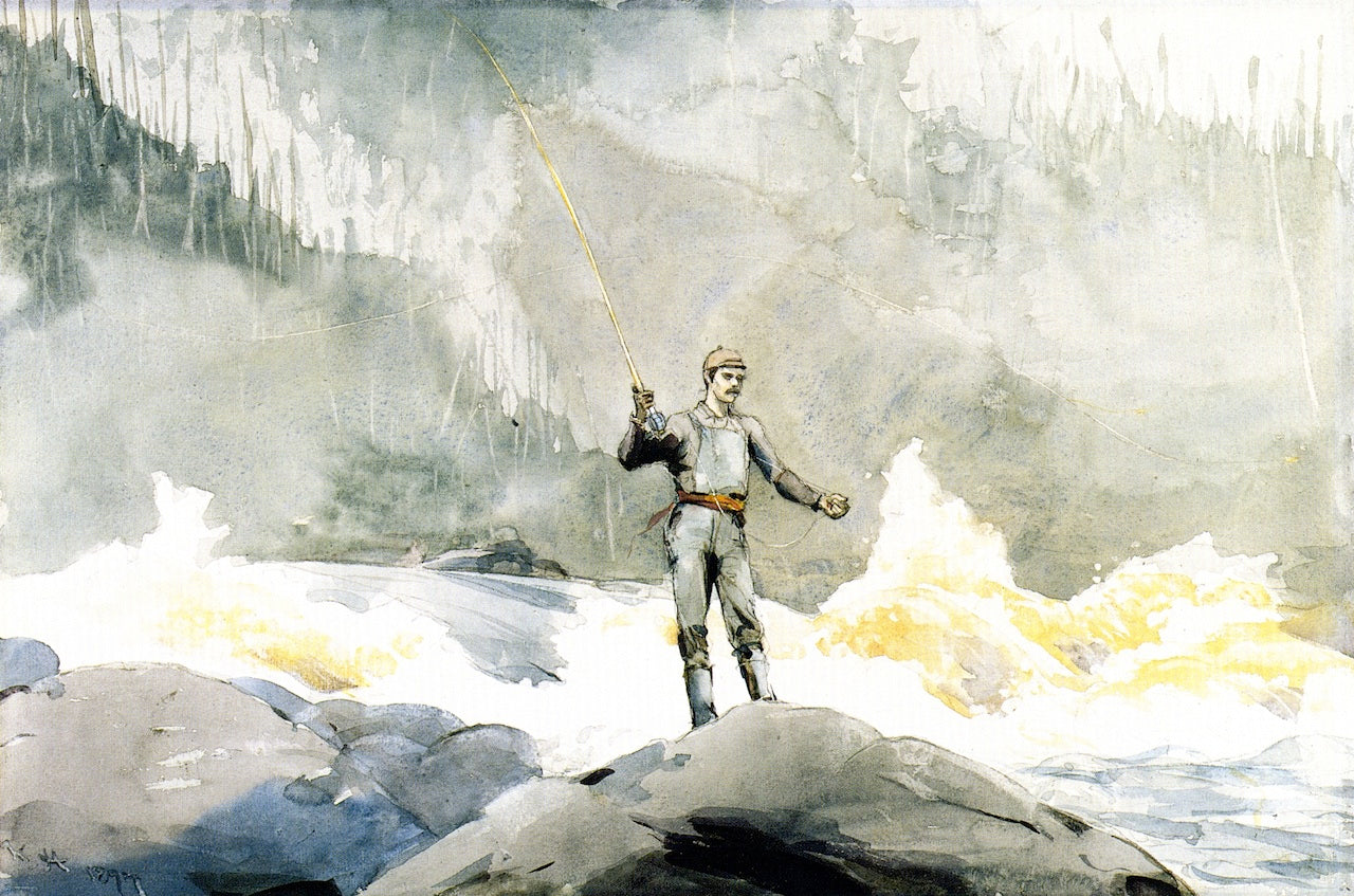 Casting, vintage artwork by Winslow Homer, 12x8" (A4) Poster