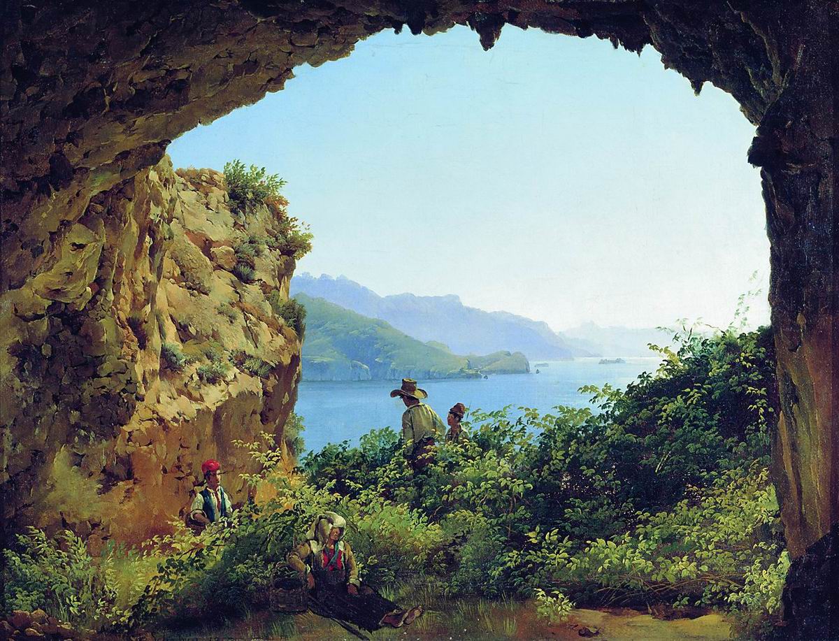 Grotto Matromanio on the Island of Capri, vintage artwork by Silvester Shchedrin, 12x8" (A4) Poster