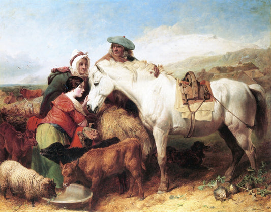The Auld Farmer's New Year's Gift to His Auld Mare Maggie, vintage artwork by Richard Ansdell, A3 (16x12") Poster Print