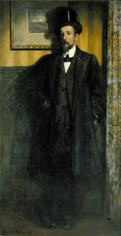 Portrait of Lucien Simon, vintage artwork by Charles Cottet, 12x8" (A4) Poster