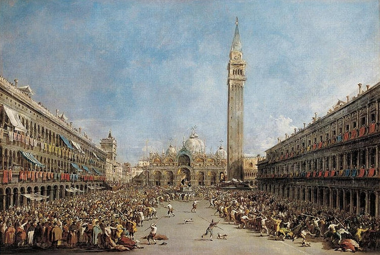 The Doge of Venice is Carried by  Gondoliers following His Election, vintage artwork by Francesco Guardi, 12x8" (A4) Poster