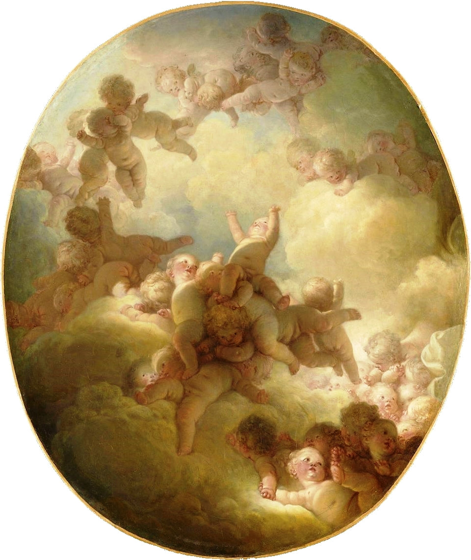 L'Essaim d'amours, vintage artwork by Jean-Honore Fragonard, 12x8" (A4) Poster