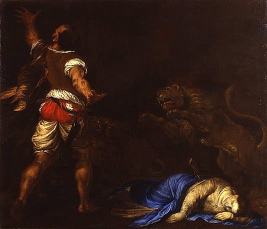 The Martyrdom of Saint Euphemia, vintage artwork by Francesco Cairo, 12x8" (A4) Poster