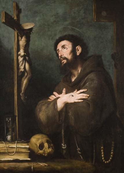 St. Francis in Ecstasy, vintage artwork by Bernardo Strozzi, 12x8" (A4) Poster