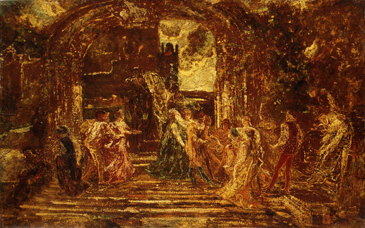 The Court of the Princess, vintage artwork by Adolphe-Joseph-Thomas Monticelli, 12x8" (A4) Poster