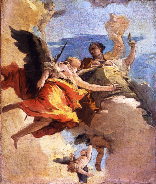 Allegory of Virtue and Nobility, vintage artwork by Giovanni Battista Tiepolo, 12x8" (A4) Poster