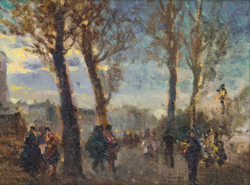 Evening in the Park, vintage artwork by Erma Zago, 12x8" (A4) Poster