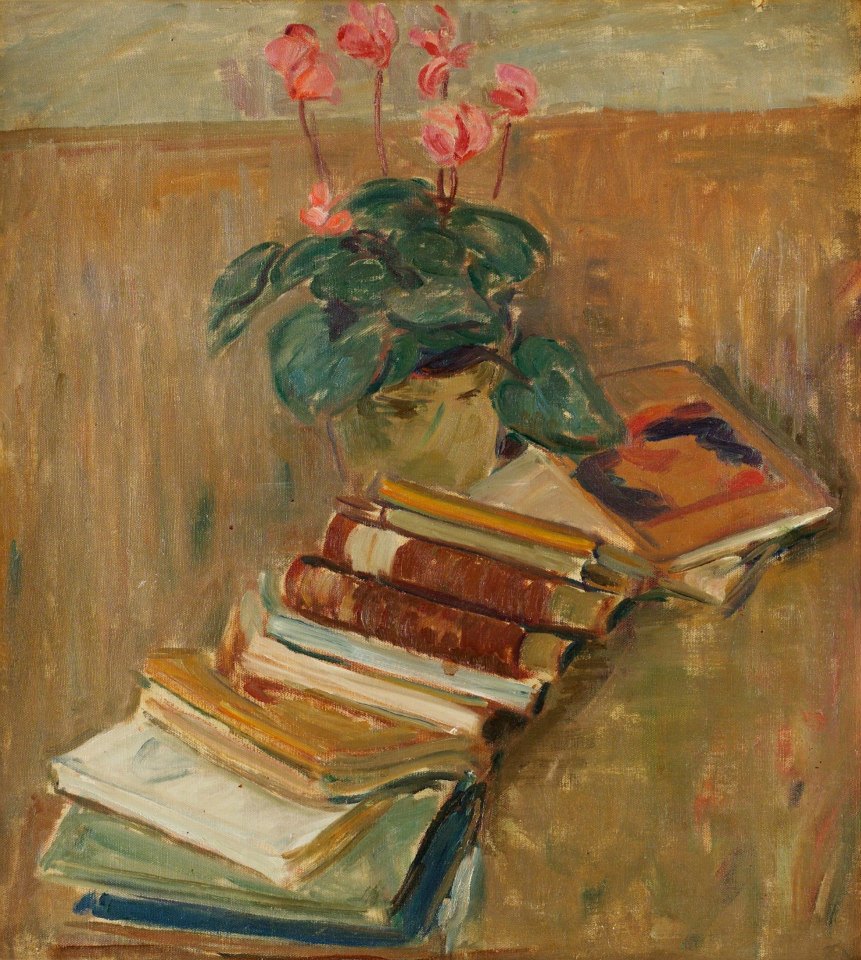 Still life with flowers and books by Karl Isakson,16x12(A3) Poster