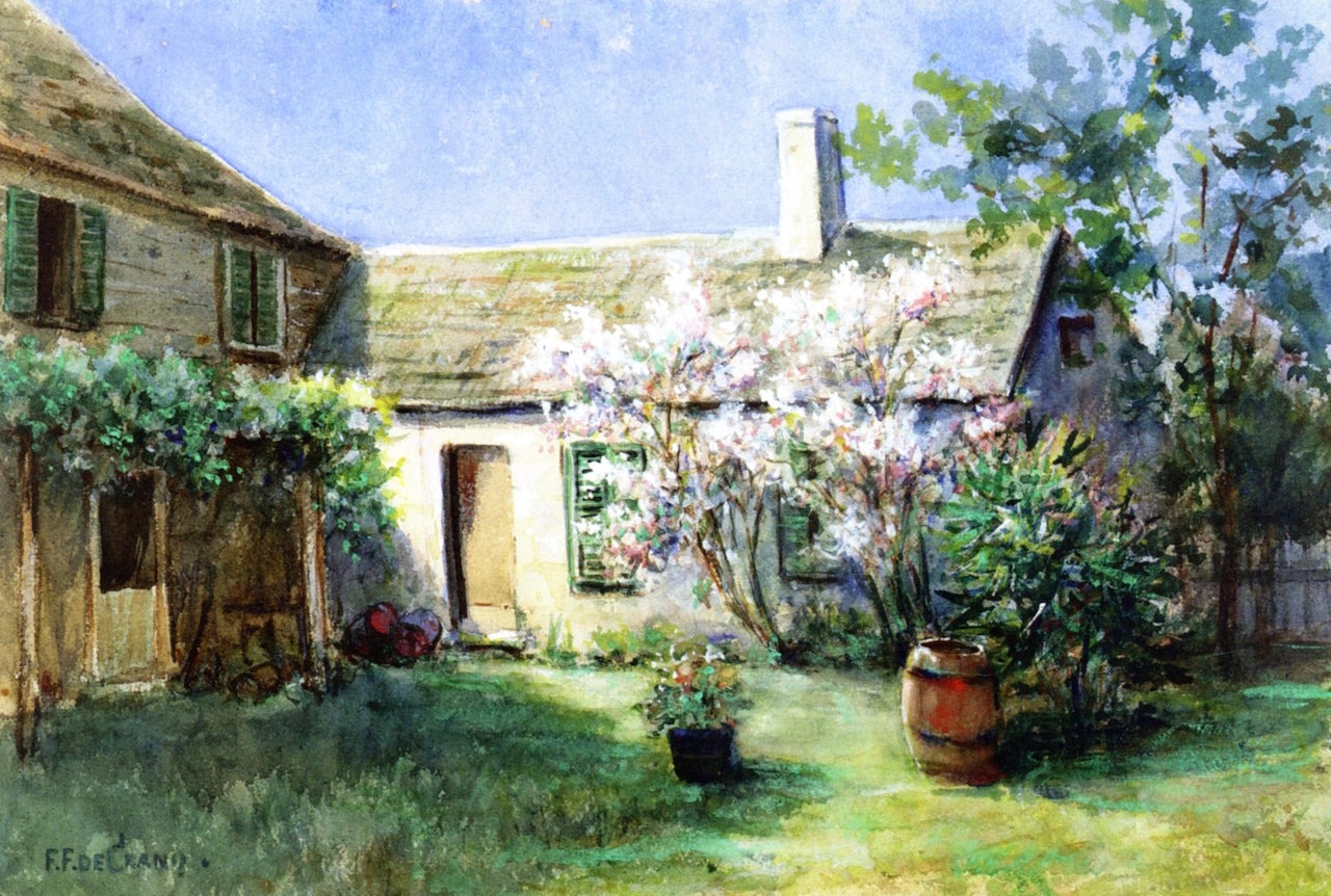 Fat House Kitchen and Yard, vintage artwork by Felix de Crano, 12x8" (A4) Poster