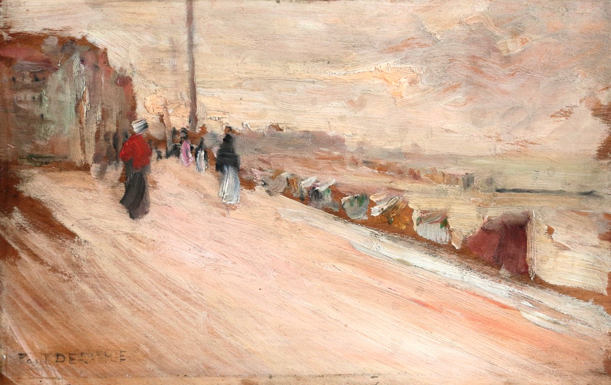 Beach at Duinbergen, vintage artwork by Paul Delance, 12x8" (A4) Poster