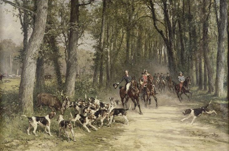 The Duc d'Orleans on a Chase, vintage artwork by Charles Olivier de Penne, 12x8" (A4) Poster