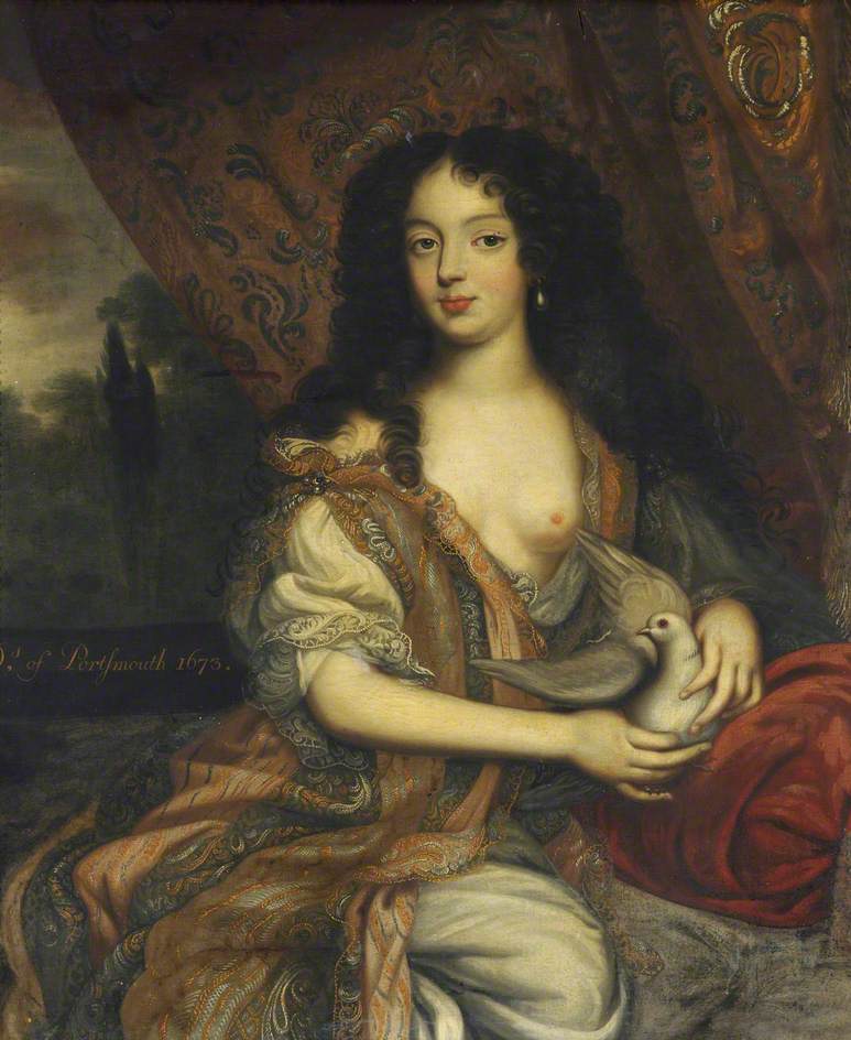 Louise de Querouaille, Duchess of Portsmouth and Mistress of Charles II, vintage artwork by Henri Gascar, 12x8" (A4) Poster