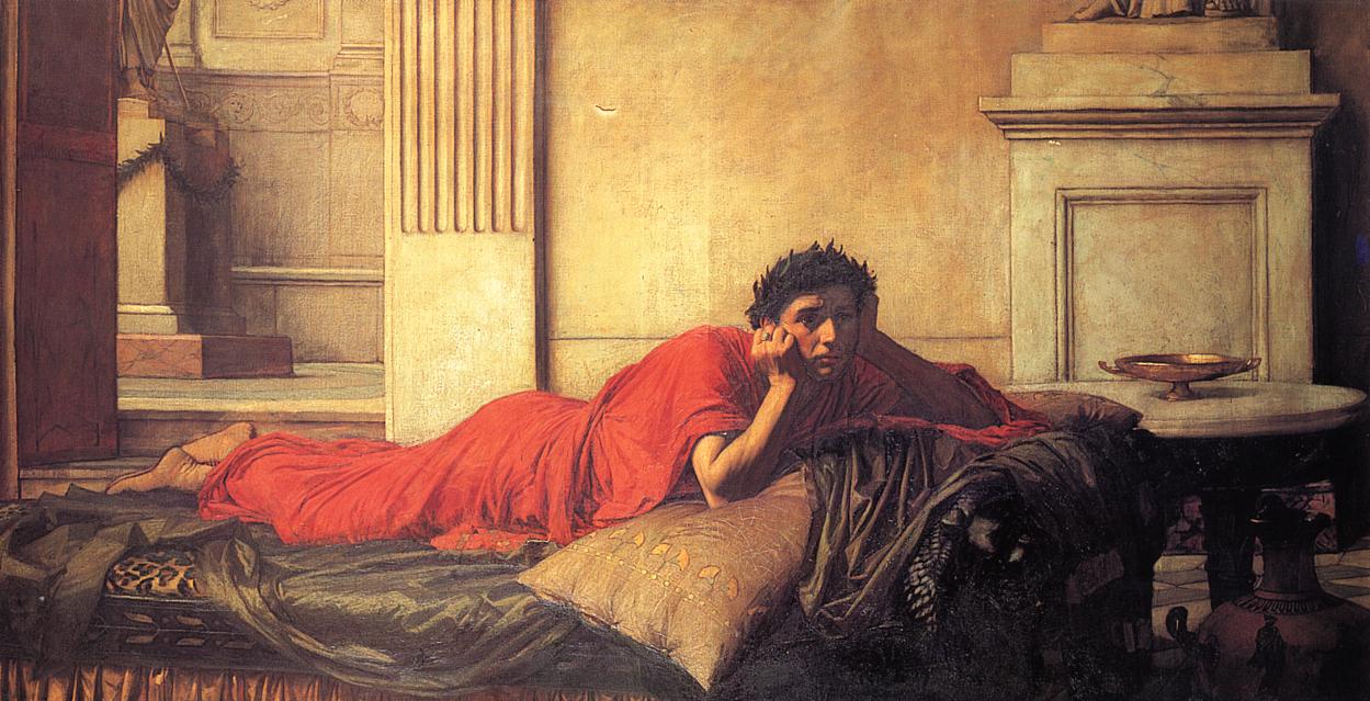 The Remorse of Nero After the Murder of His Mother, vintage artwork by John William Waterhouse, 12x8" (A4) Poster