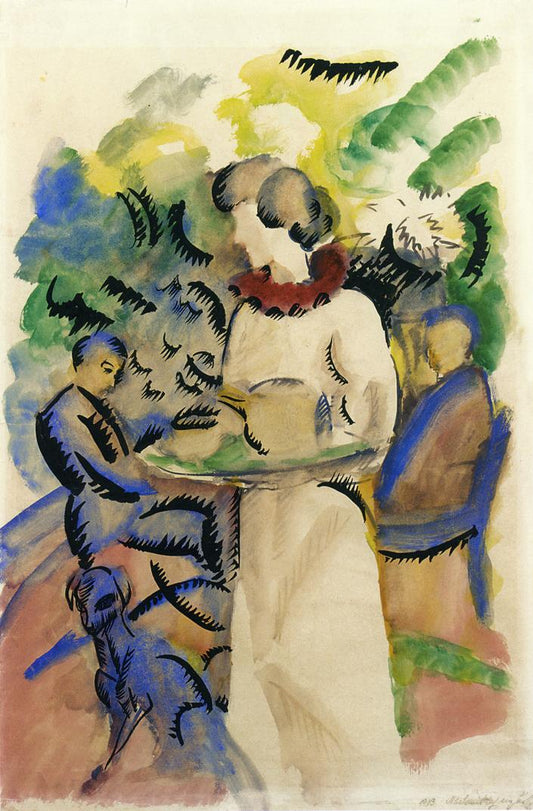Afternoon in the Garden, vintage artwork by August Macke, 12x8" (A4) Poster