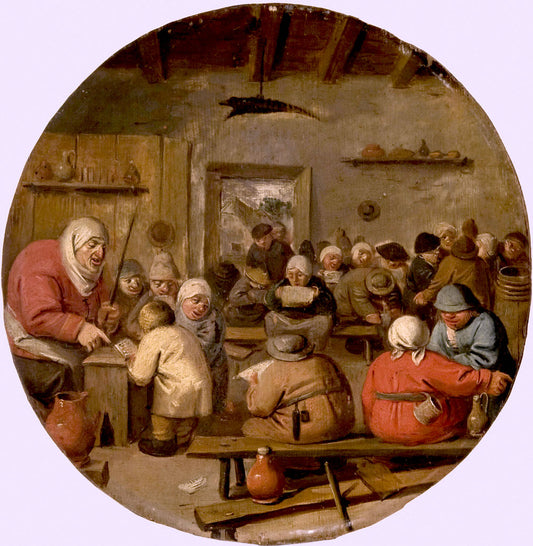 Interior of a School, vintage artwork by Adriaen Brouwer, 12x8" (A4) Poster