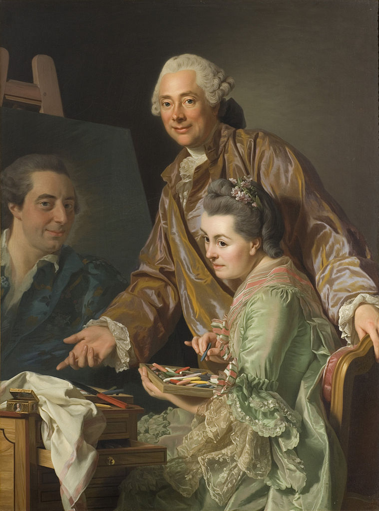 Double Portrait of Roslin and His Wife, vintage artwork by Alexander Roslin, 12x8" (A4) Poster