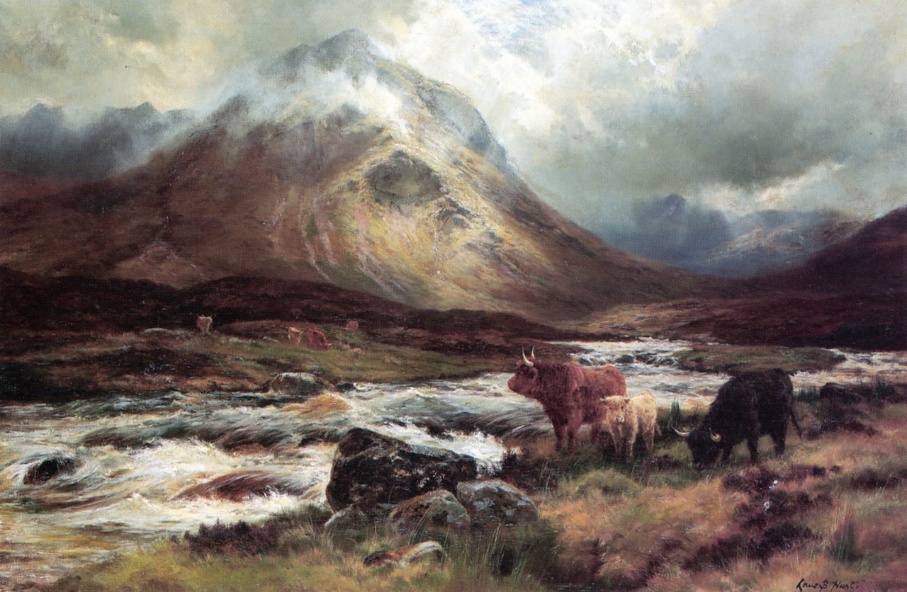 A Spate in Glen Sligachan, Skye, vintage artwork by Louis Bosworth Hurt, 12x8" (A4) Poster