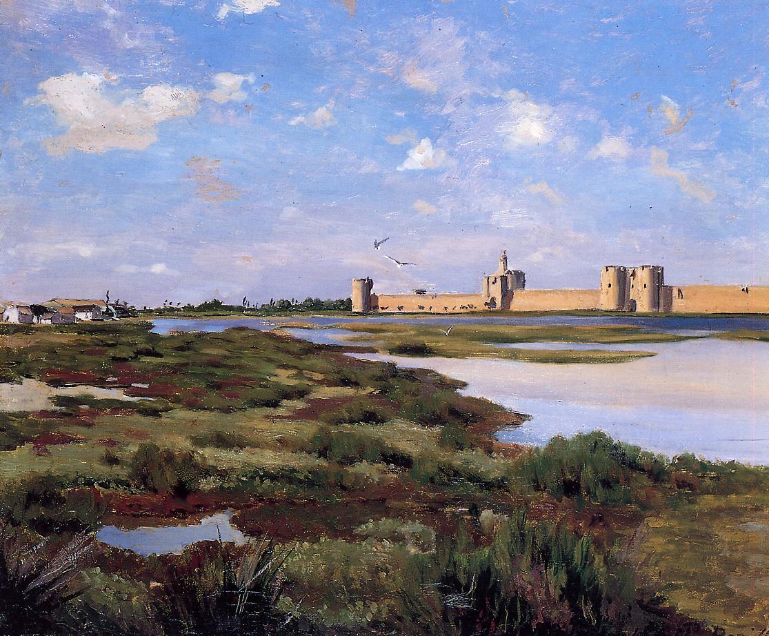 Aigues-Mortes, vintage artwork by Jean Frederic Bazille, 12x8" (A4) Poster