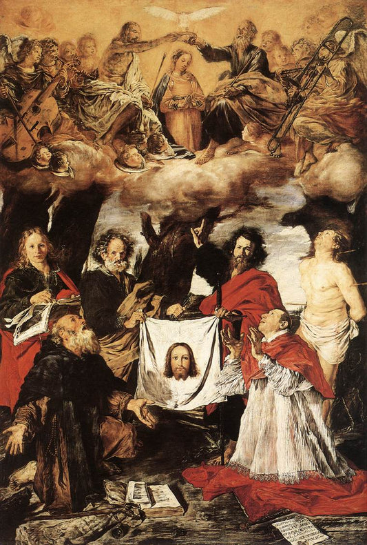 Coronation of the virgin, vintage artwork by Giovanni Serodine, 12x8" (A4) Poster