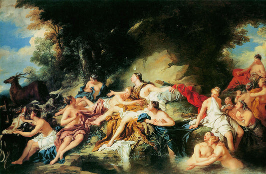 Diana Suprised by  Acteon, vintage artwork by Jean-François de Troy, 12x8" (A4) Poster