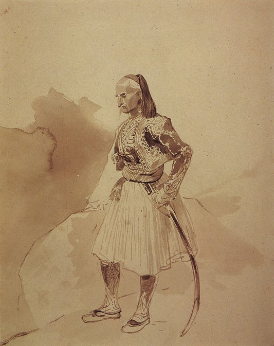 Portrait of a Greek Insurgent, vintage artwork by Karl Pavlovich Brulloff, A3 (16x12") Poster Print
