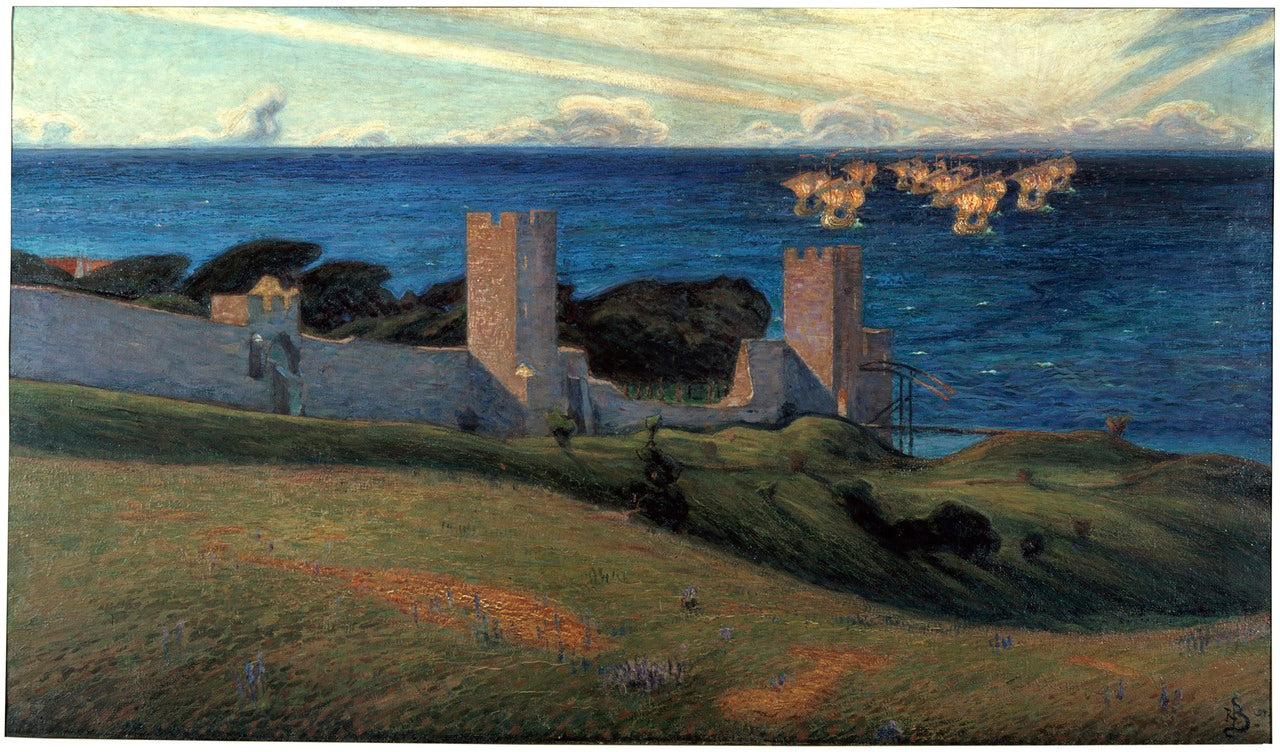 Vision. Scene from Visby , vintage artwork by Richard Bergh, 12x8" (A4) Poster