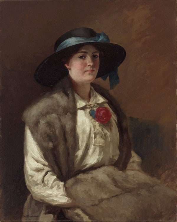 Portrait of Miss Hilary Mackinnon (later Mrs. J.S. Reid), vintage artwork by Rupert Bunny, 12x8" (A4) Poster
