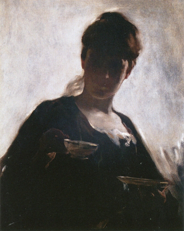 Girl with Teacup, vintage artwork by John White Alexander, 12x8" (A4) Poster