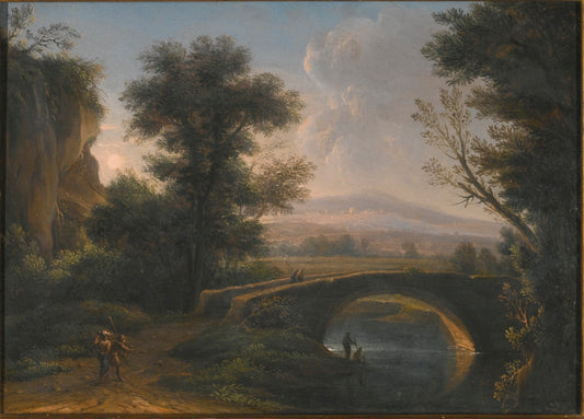 A Wooded River Landcape, vintage artwork by Christoph Ludwig Agricola, 12x8" (A4) Poster